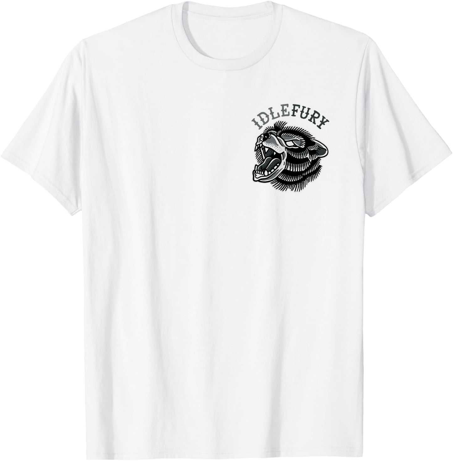 VIEW BACK PRINT Idle Fury Ash Bear Tattoo Art Streetwear T-Shirt - T-Shirt | White