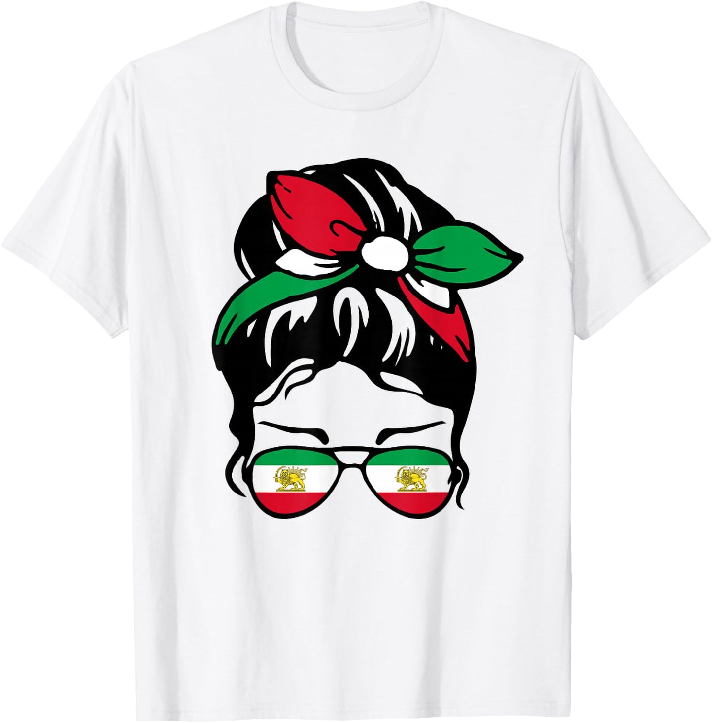 Patriotische Iran-Flagge, iranisch, niedlich, unordentlich, Dutt, Mädchen, Mutter, Kinder T-Shirt - T-Shirt | White