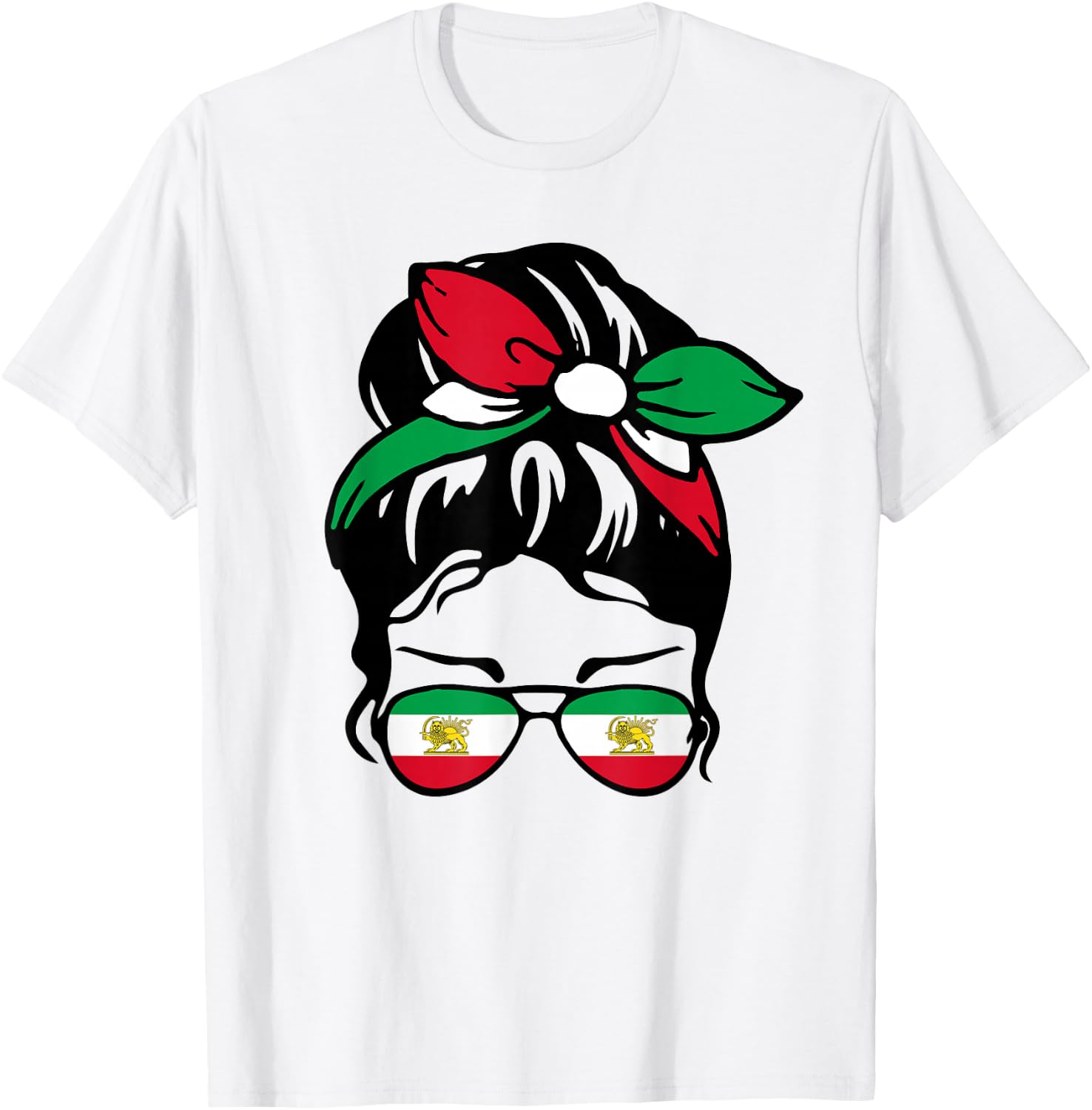 Patriotische Iran-Flagge, iranisch, niedlich, unordentlich, Dutt, Mädchen, Mutter, Kinder T-Shirt - T-Shirt | White