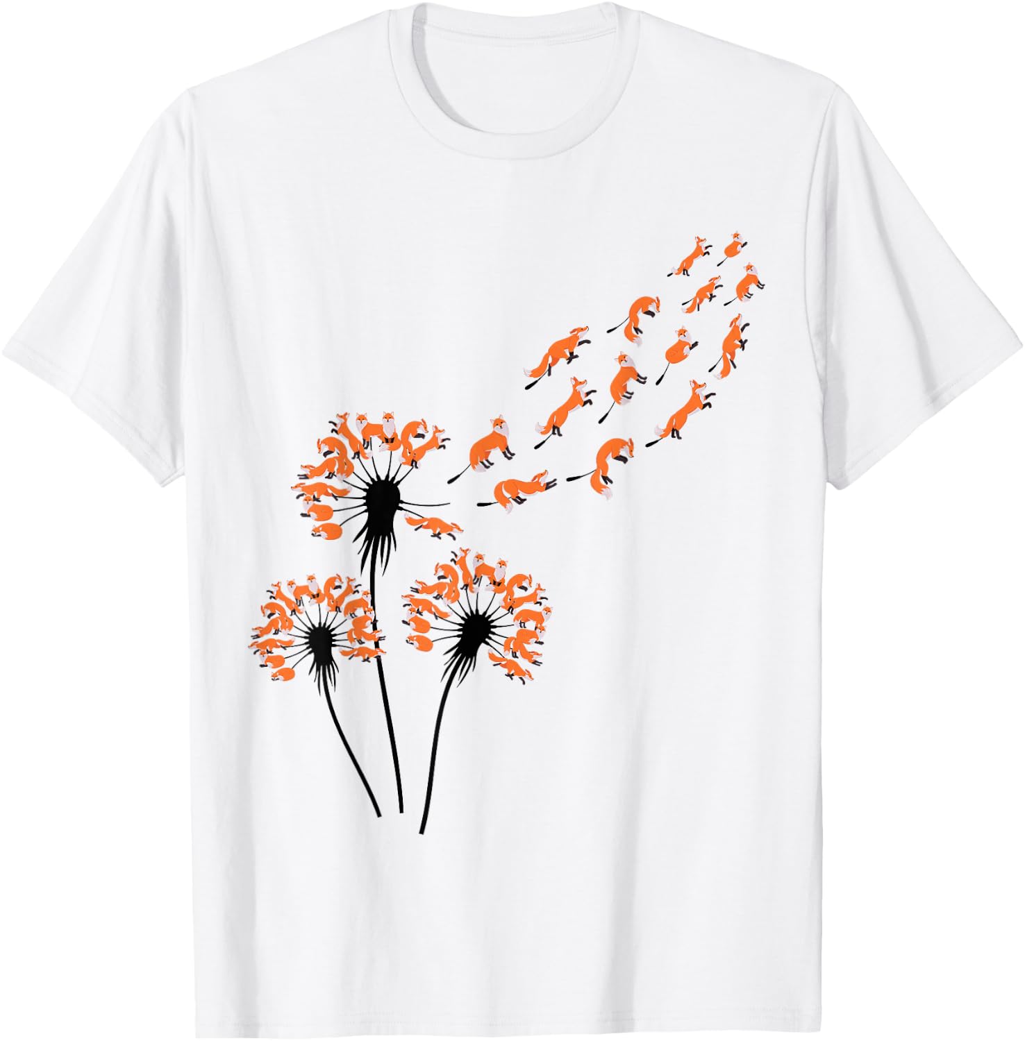 Flower Dandelion Foxes for Fox Lover | Fox T-Shirt - T-Shirt | White