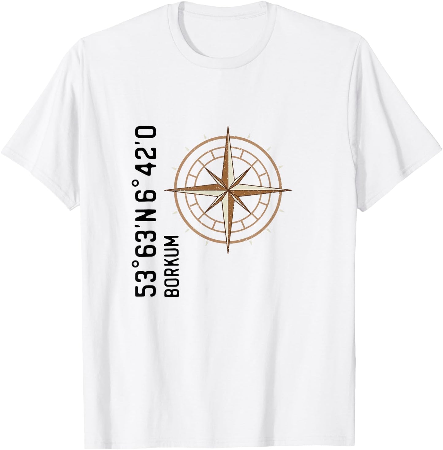 Borkum Koordinaten Design Kompass für einen Urlauber, Borkum T-Shirt - T-Shirt | White
