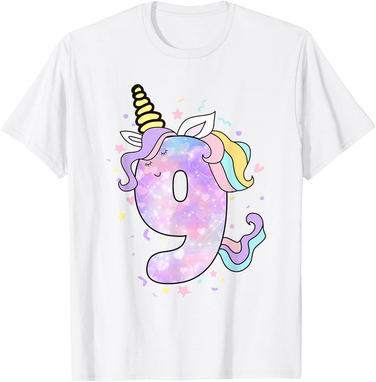 Unicorn Birthday Shirts for Girls Outfit 9th Nine Year Old T-Shirt - T-Shirt | White
