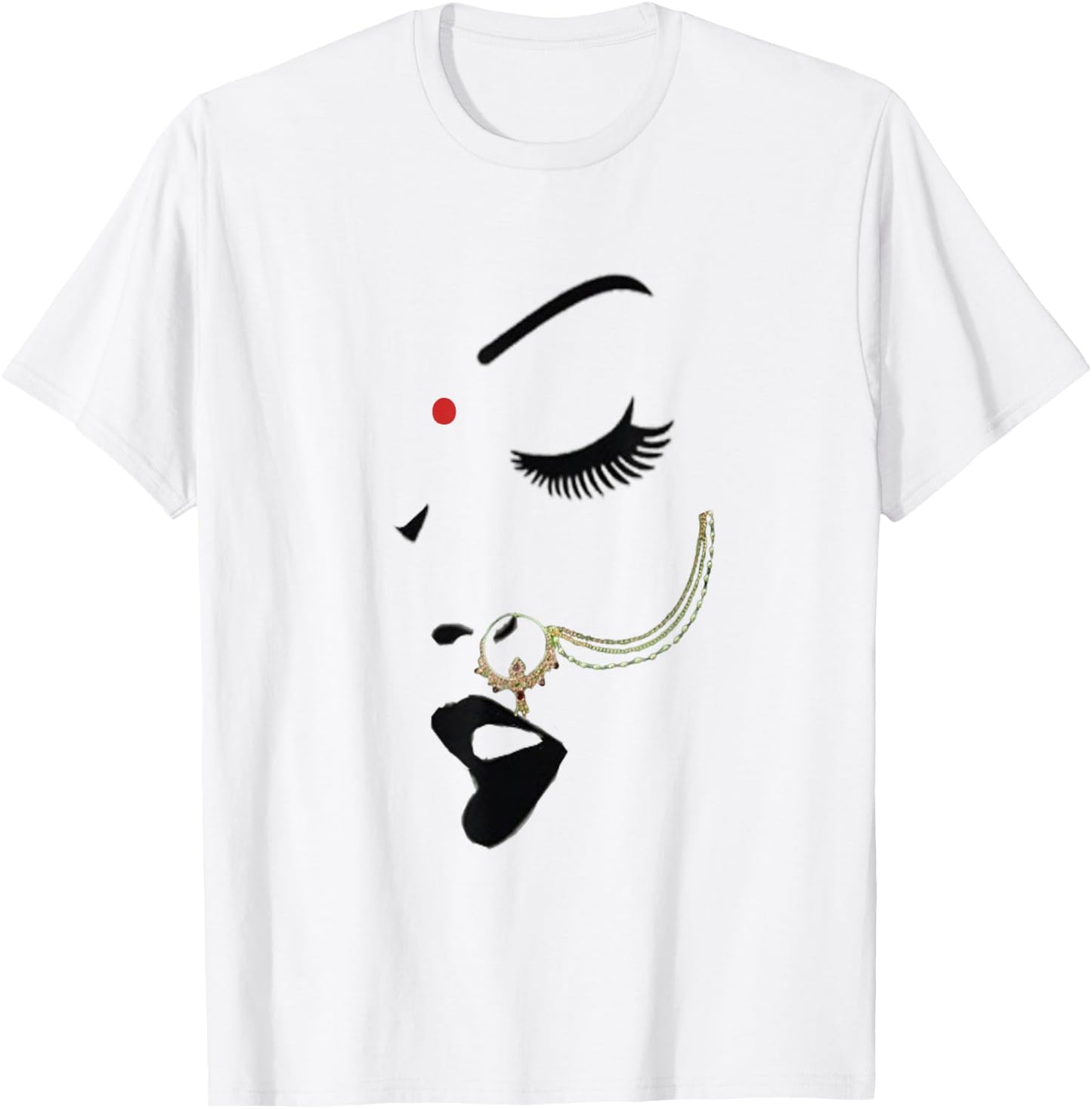 Indian desi Girl Nose Ring Bollywood Style Women Empowerment T-Shirt - T-Shirt | White