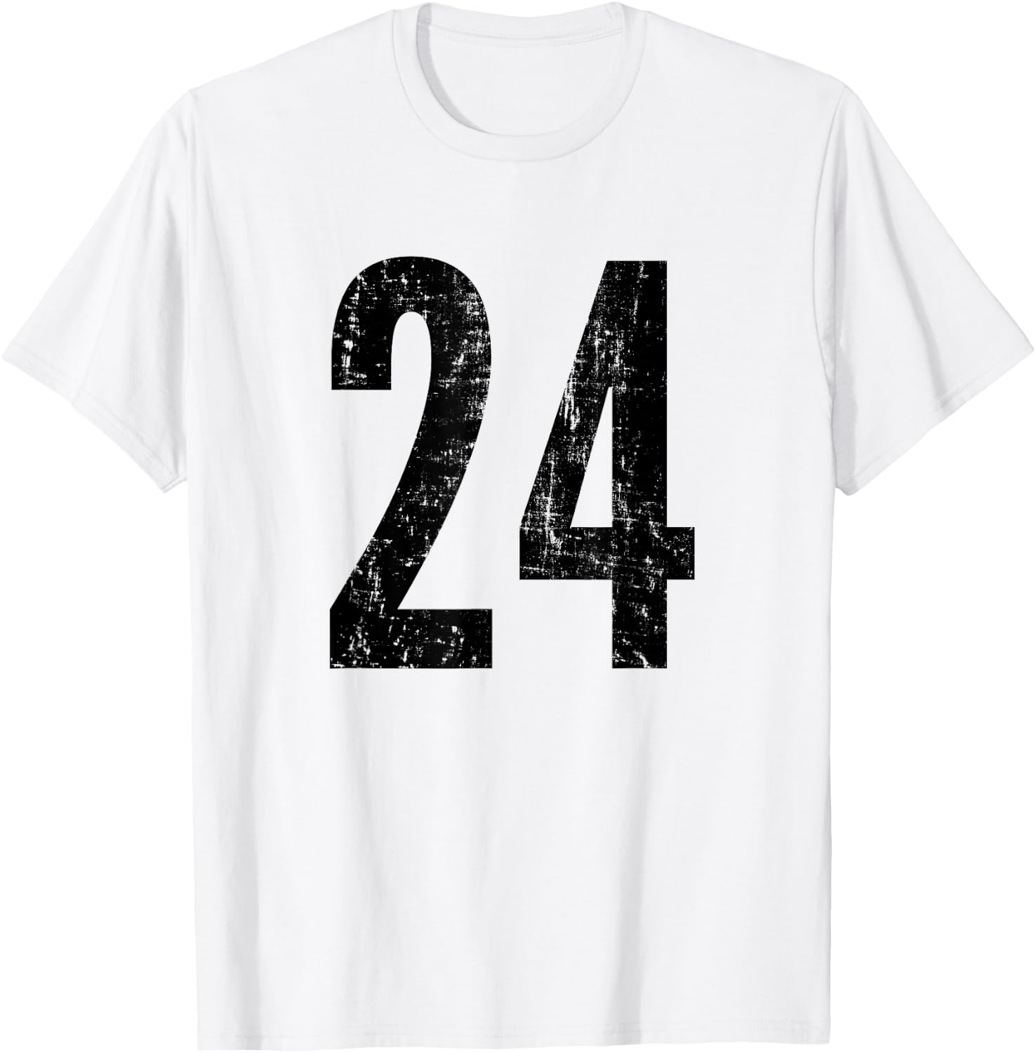 Number 24 Distressed Vintage Twenty Four Sports Practice T-Shirt - T-Shirt | White