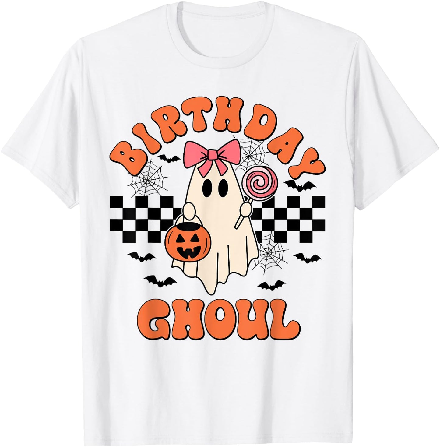 Birthday Ghoul Spooky Season Groovy Halloween Girls Kids T-Shirt - T-Shirt | White