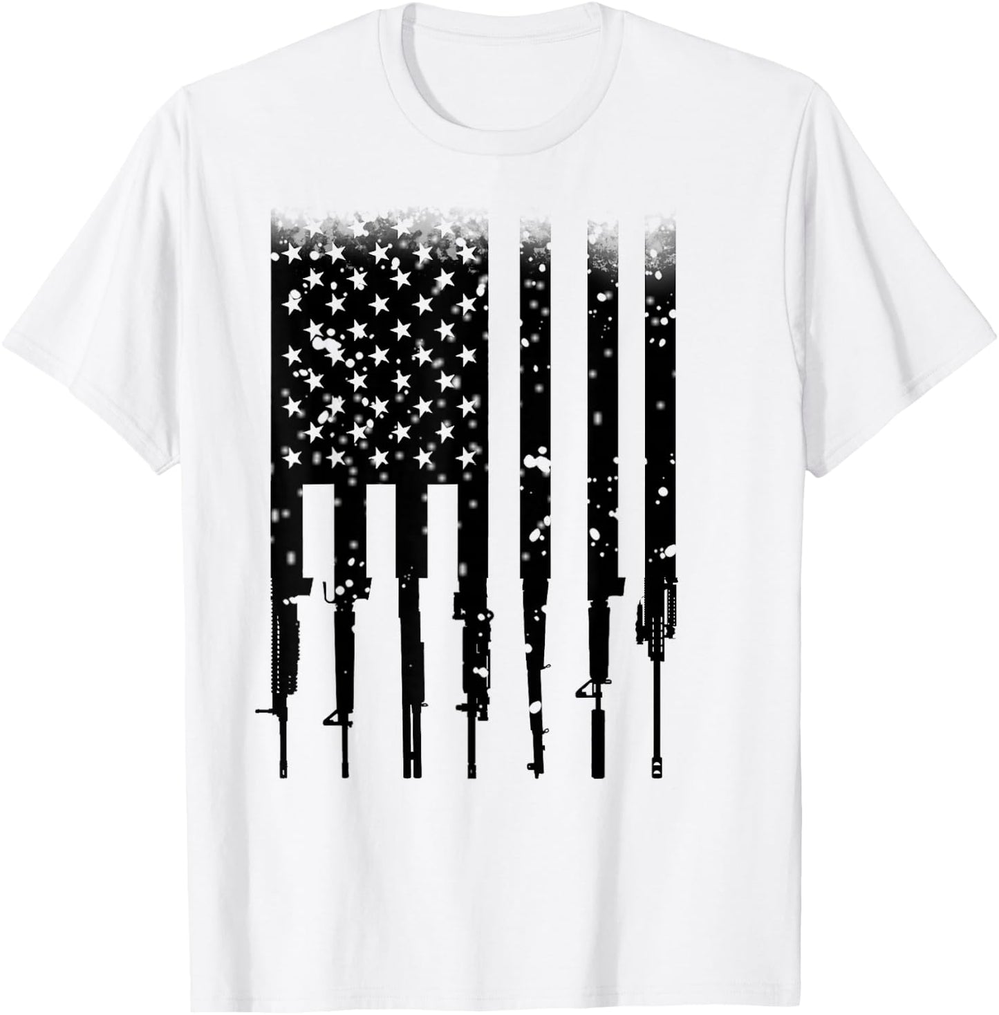 Home of the Brave Bullet Riddled American Rifle Flag - Men's Grey Small Classic Fit Short Sleeve T-Shirt - T-Shirt | White