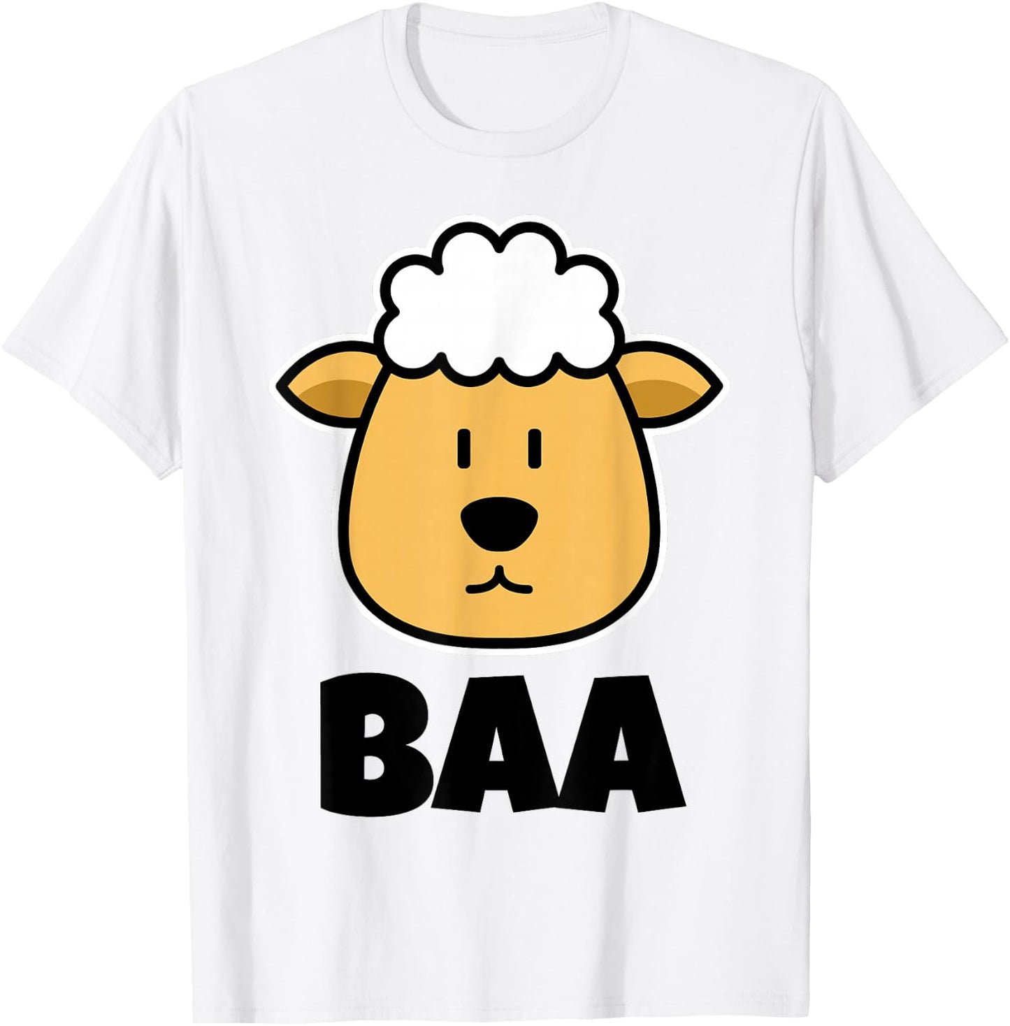 BAA Cute Childrens Sheep Stuff for Kids | Cartoon Sheep Face T-Shirt - T-Shirt | White