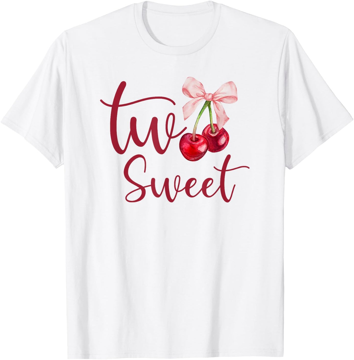 Two Sweet 2nd Birthday Girl Coquette Cherry Bow Party T-Shirt - T-Shirt | White
