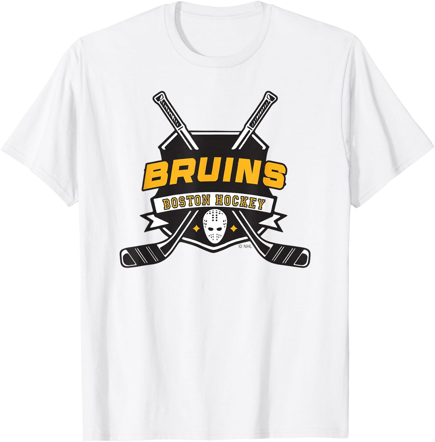 Boston Bruins Hockey Sticks Gray Officially Licensed T-Shirt - T-Shirt | White