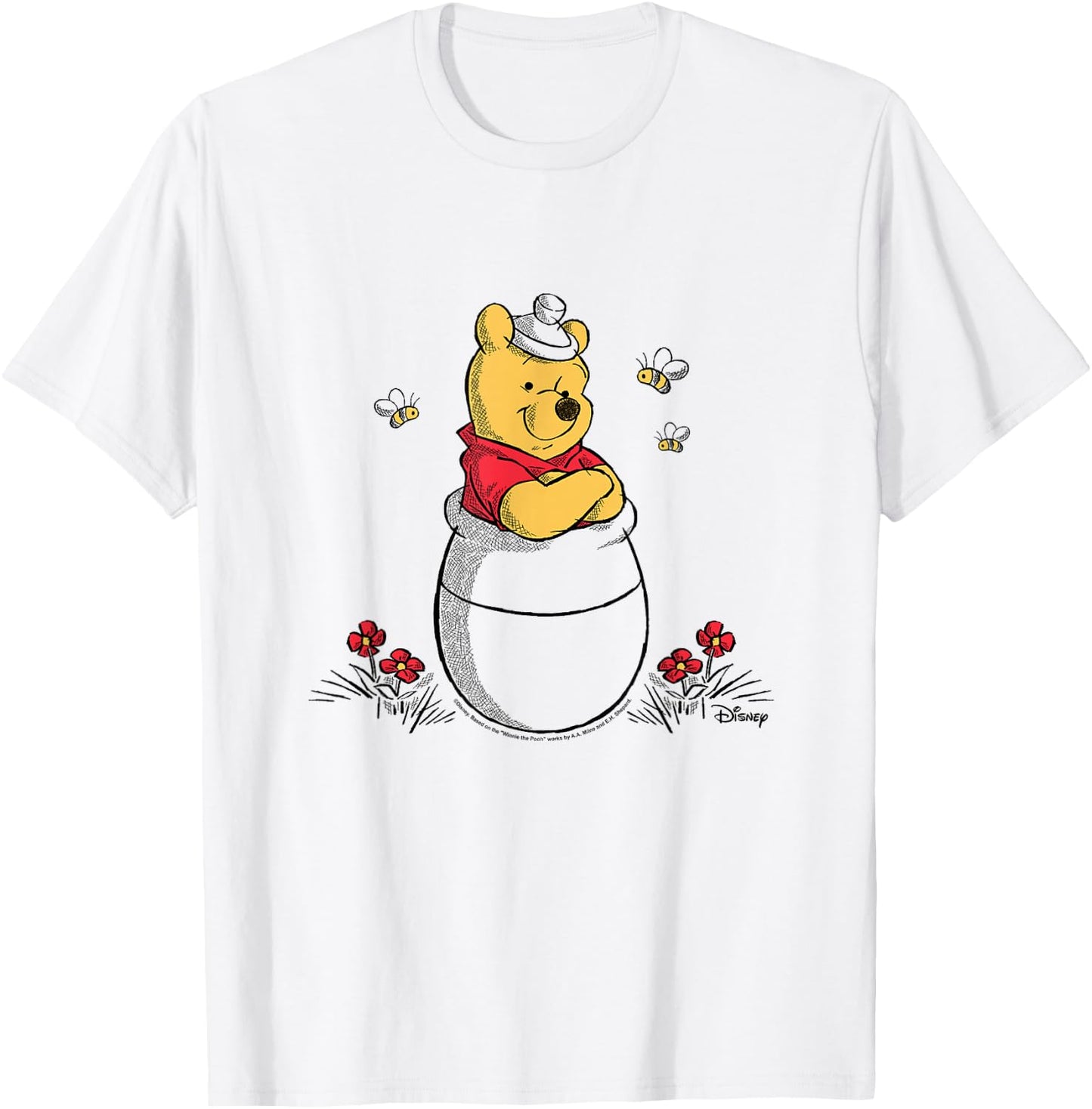 Winnie the Pooh - Pooh Honey Pot Bees T-Shirt - T-Shirt | White