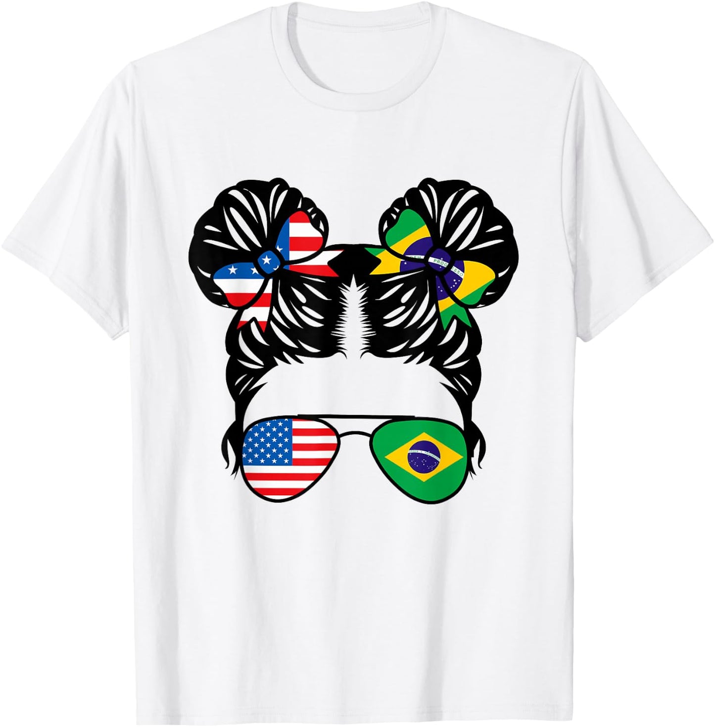 Half American Half Brazilian Girl USA Brazil Flag Patriot Small T-Shirt - T-Shirt | White