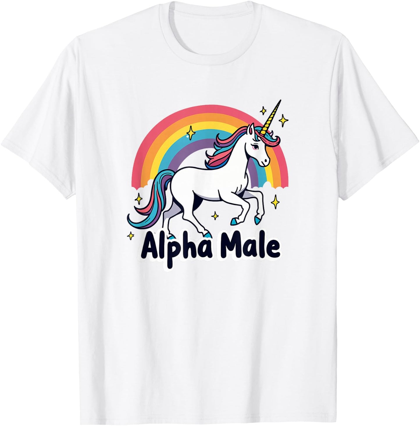Alpha Male Rainbow Unicorn Weird AlphaMale Meme Pink T-Shirt - T-Shirt | White
