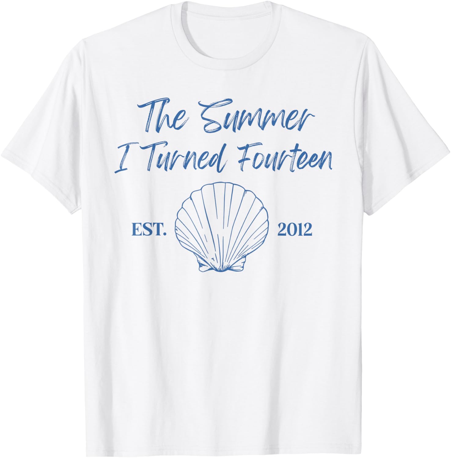 Summer I Turned Fourteen 14th Birthday Seashell Coastal Bow T-Shirt - T-Shirt | White