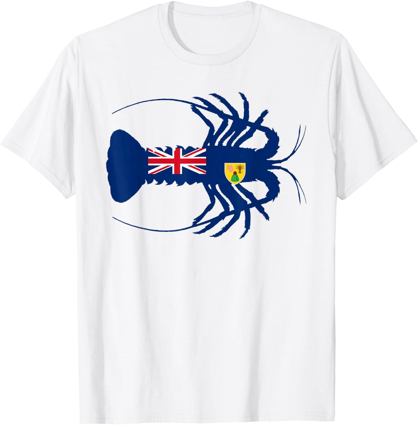 Turks and Caicos Flag Caribbean Spiny Lobster Silhouette T-Shirt - T-Shirt | White