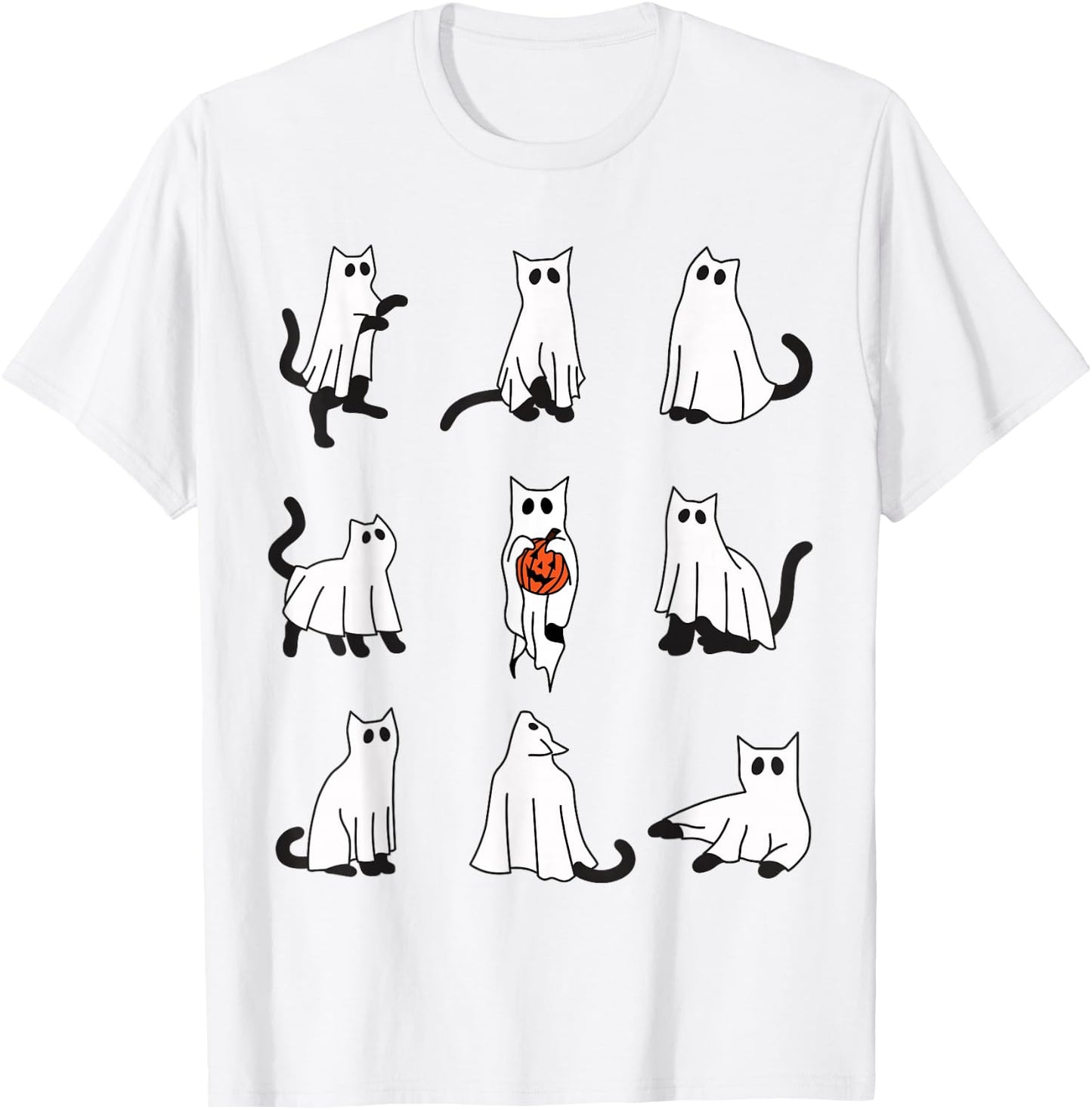 Cute Ghost Cat Funny Halloween Cat Design ghost cat Women Kids T-Shirt - T-Shirt | White