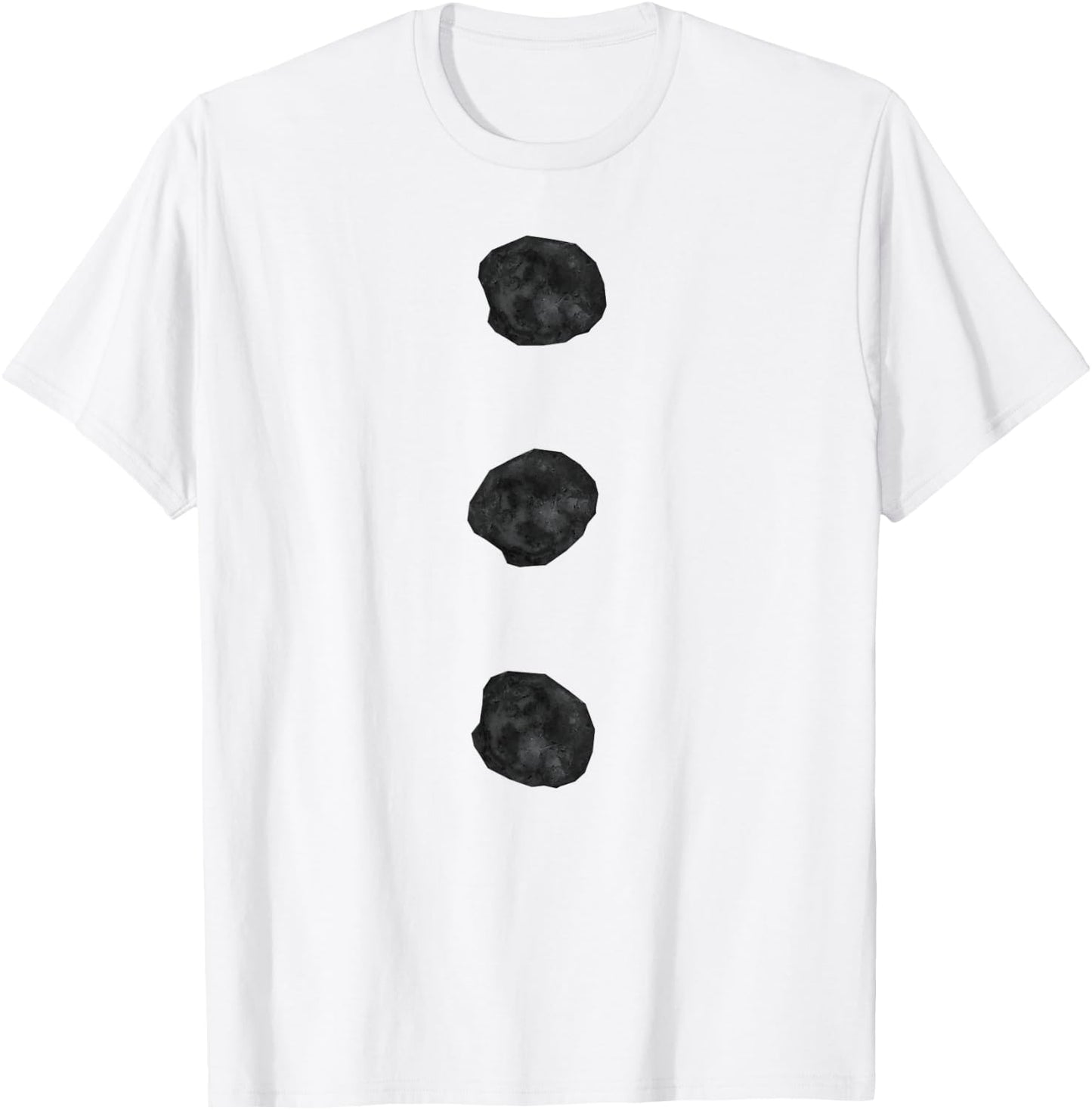 Snowman Costume Shirt Three Black Buttons on White T-Shirt - T-Shirt | White