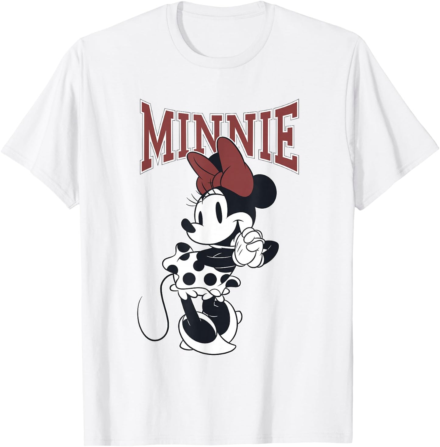 Disney Minnie Mouse Black & White Polka Dots Cute Pose T-Shirt - T-Shirt | White