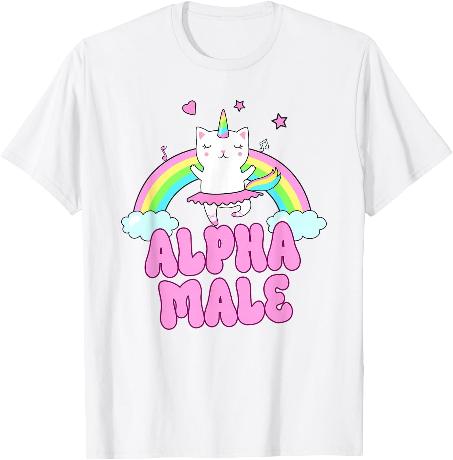 Alpha Male Unicorn Ironic Pink Funny Sarkastic Y2K Meme T-Shirt - T-Shirt | White