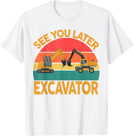 Funny Construction Excavator Shirt toddler adult men women T-Shirt - T-Shirt | White