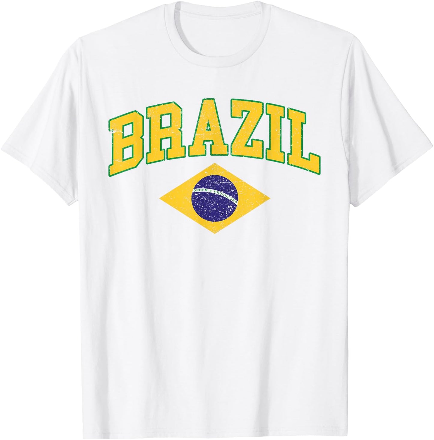 Brasil with Brazilian Flag Colors Men Women Kids Brazil T-Shirt - T-Shirt | White