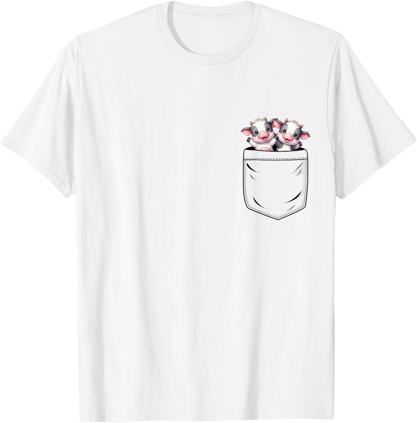 Cow Lovers Cute Funny Cow In Pocket T-Shirt - T-Shirt | White