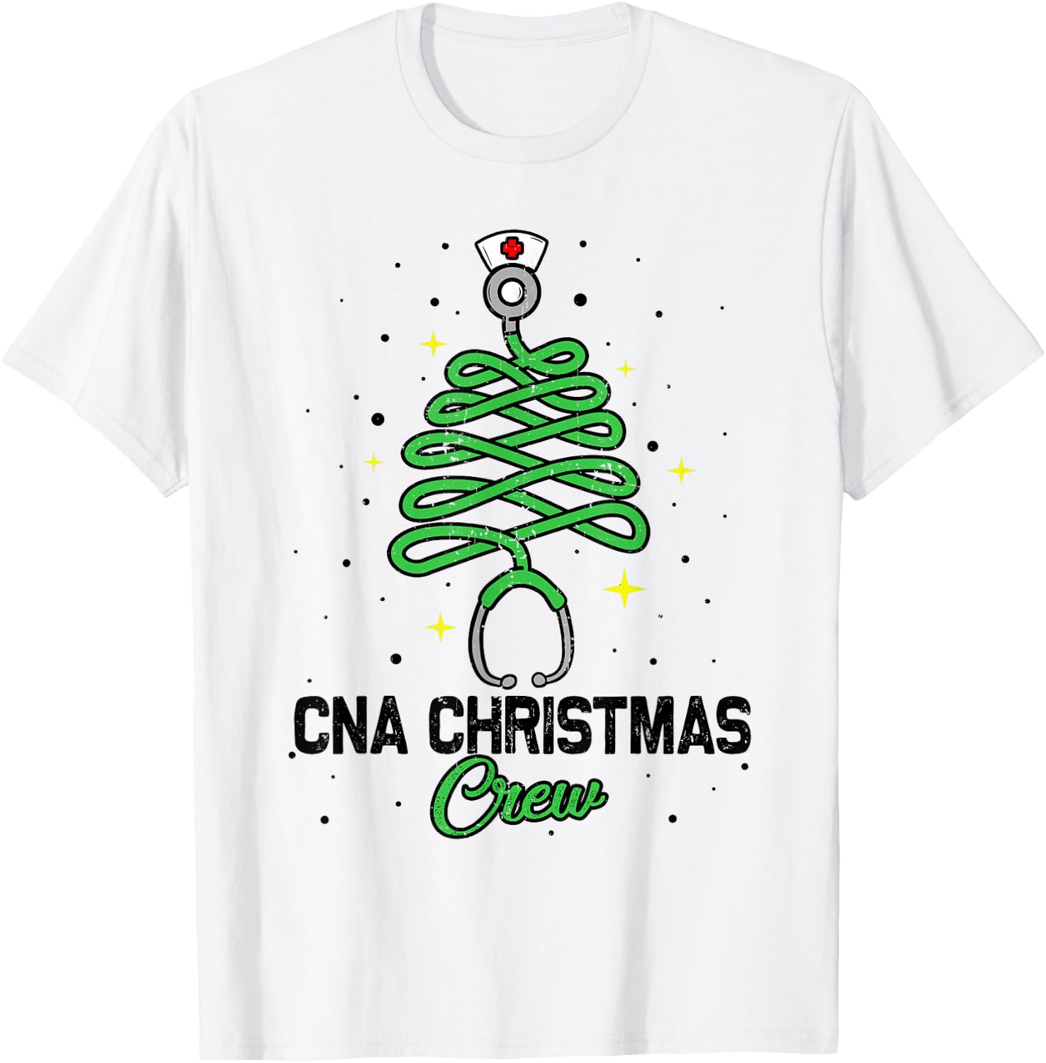 CNA Christmas Crew Cute Christmas Tree Xmas Lights Nurse T-Shirt - T-Shirt | White