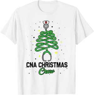 CNA Christmas Crew Cute Christmas Tree Xmas Lights Nurse T-Shirt - T-Shirt | White