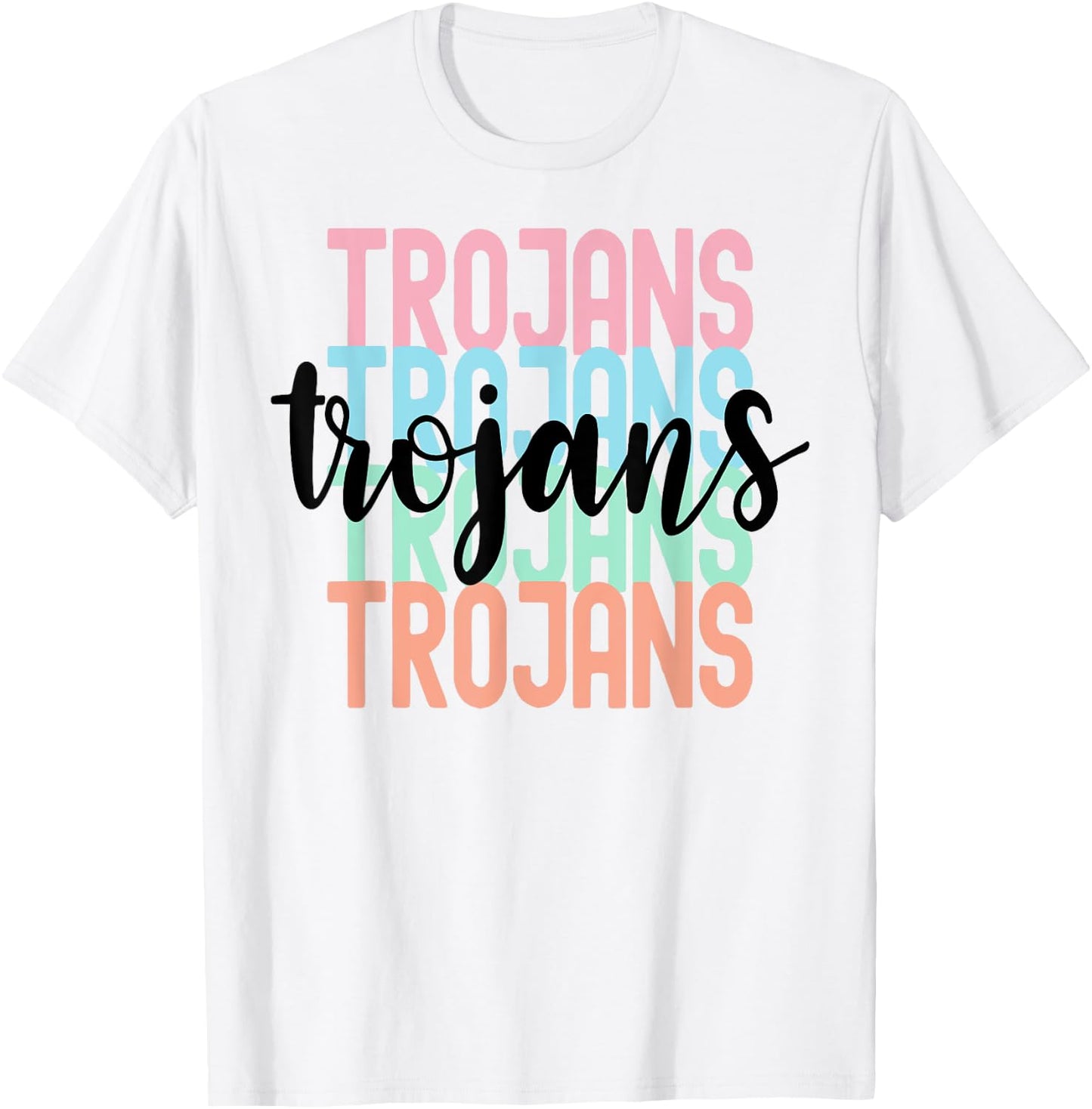Trojans Team Mascot School Spirit Game Night T-Shirt - T-Shirt | White