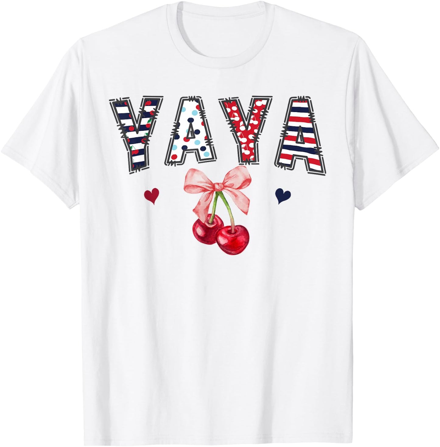 Yaya Pink Coquette Bow Cherry Birthday Girl Matching T-Shirt - T-Shirt | White