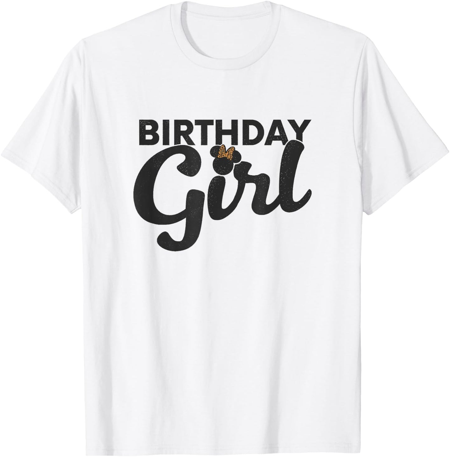 Disney Minnie Mouse Birthday Girl Cute Leopard Bow T-Shirt - T-Shirt | White