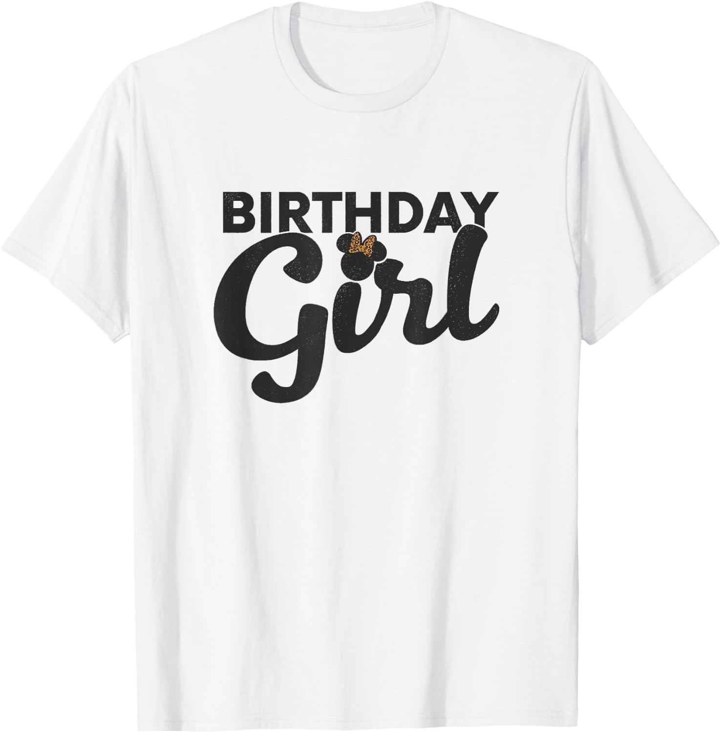 Disney Minnie Mouse Birthday Girl Cute Leopard Bow T-Shirt - T-Shirt | White