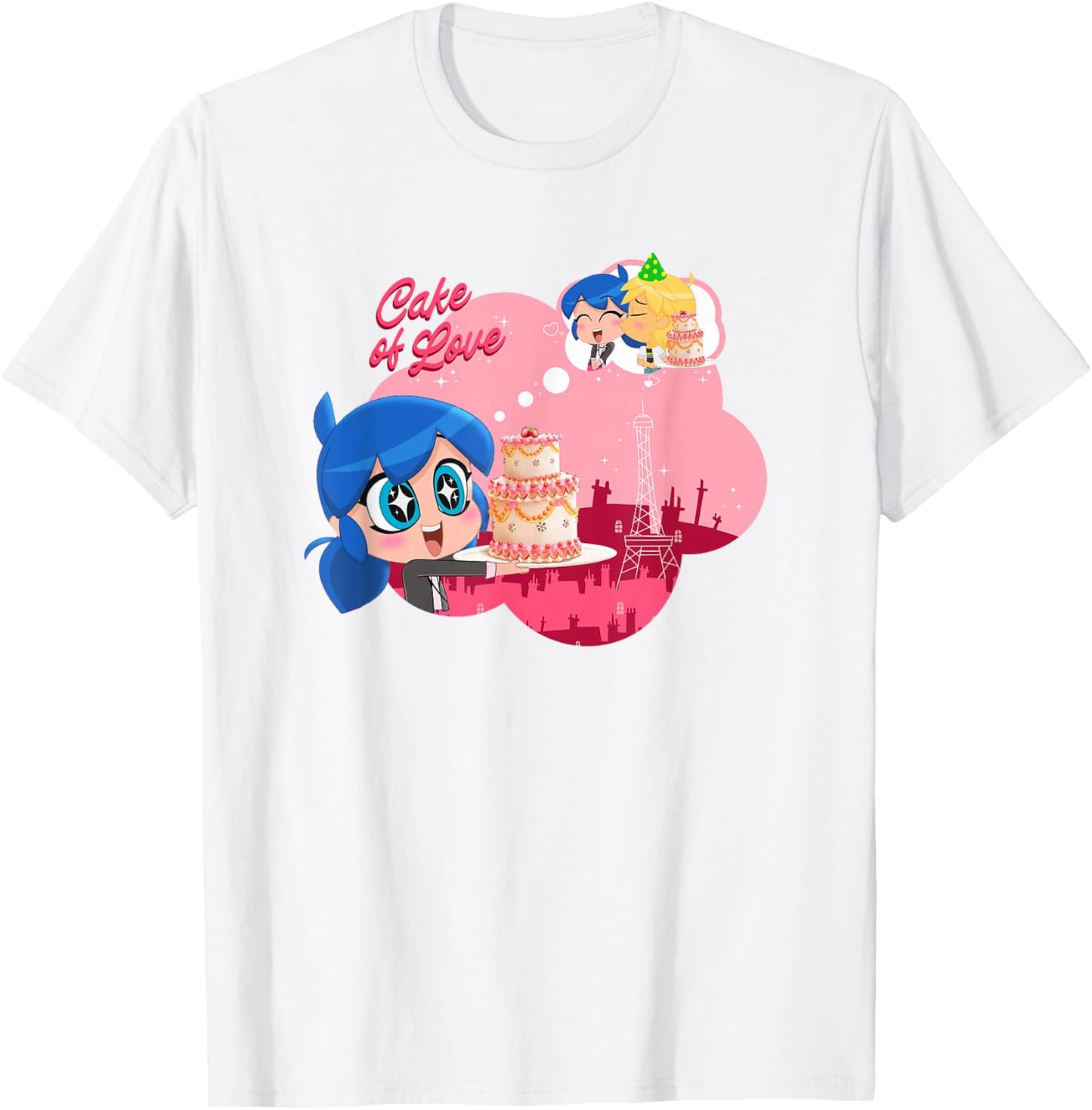 Miraculous Ladybug Chibi Cake of Love T-Shirt - T-Shirt | White