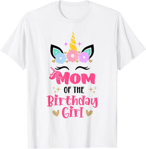 Mom of The Birthday Girl Family Matching Unicorn Birthday T-Shirt - T-Shirt | White