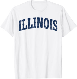 Retro Illinois Vintage Illinois Orange Blue Throwback IL T-Shirt - T-Shirt | White