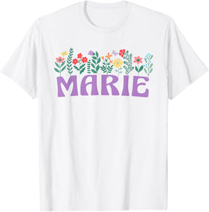 Wildflower Women's Floral Marie First Name Mother's Day T-Shirt - T-Shirt | White
