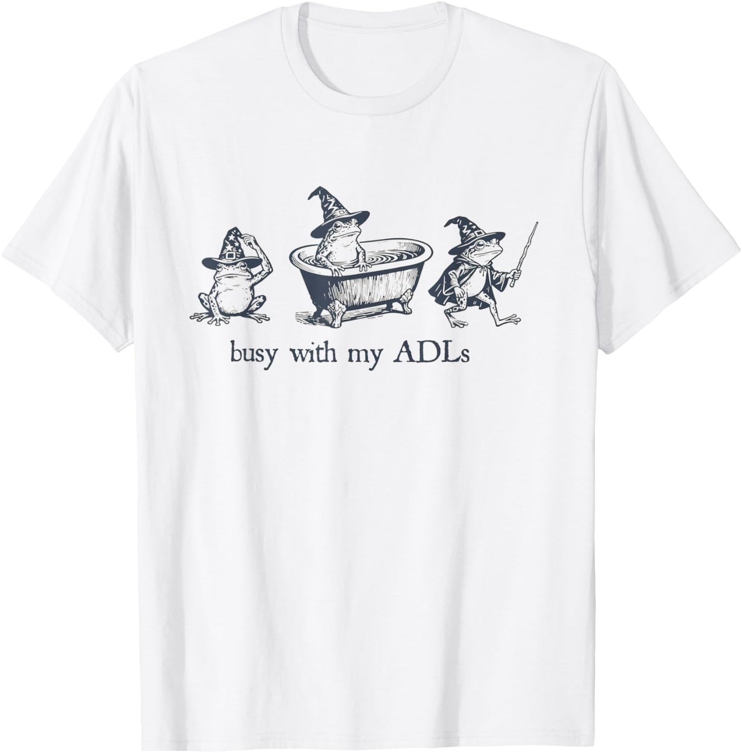 Women Occupational Therapy Frog Wizard OT Busy with My ADLs T-Shirt - T-Shirt | White