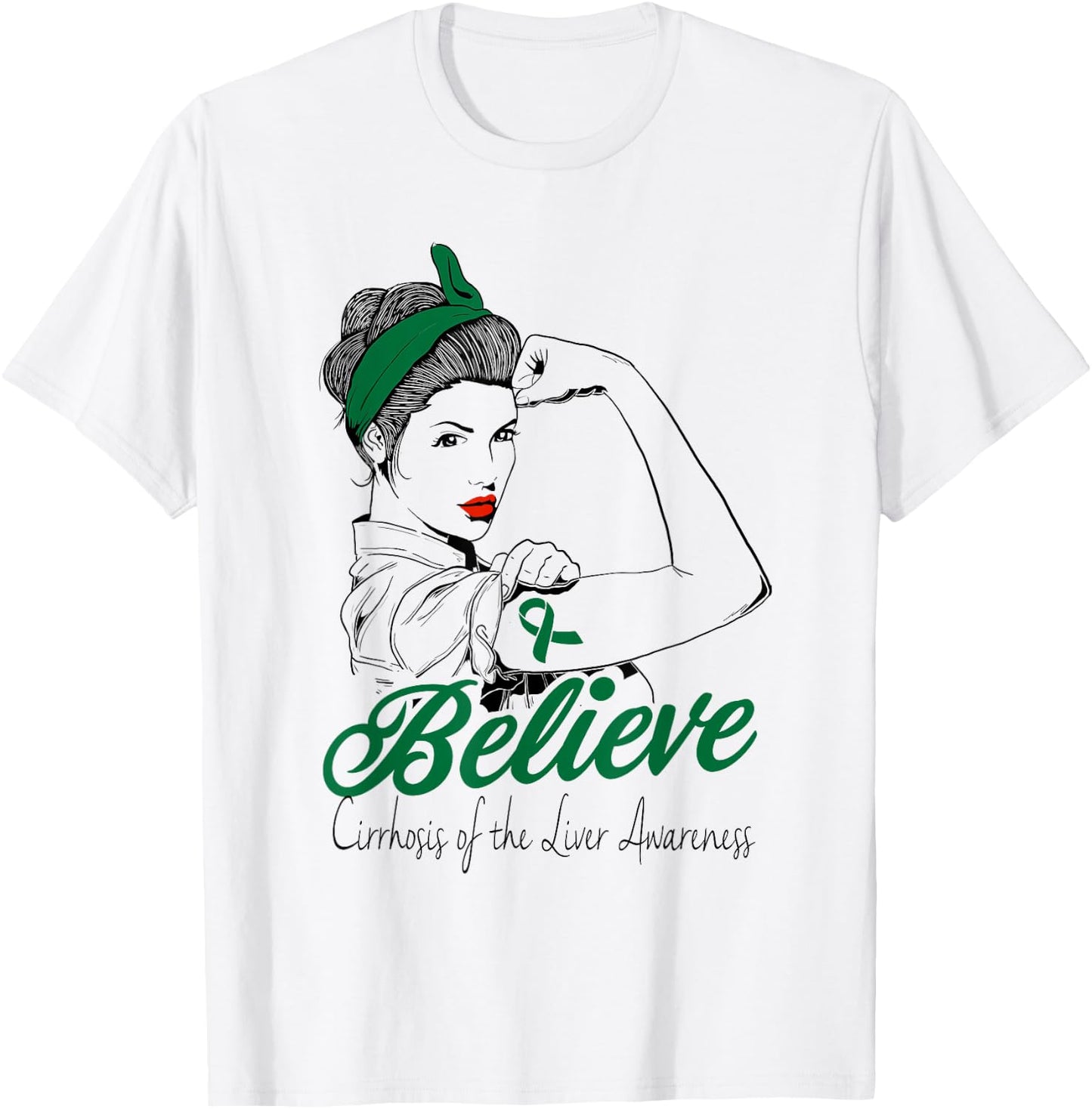 Liver Cirrhosis Unbreakable Green Ribbon Superhero Gift T-Shirt - T-Shirt | White