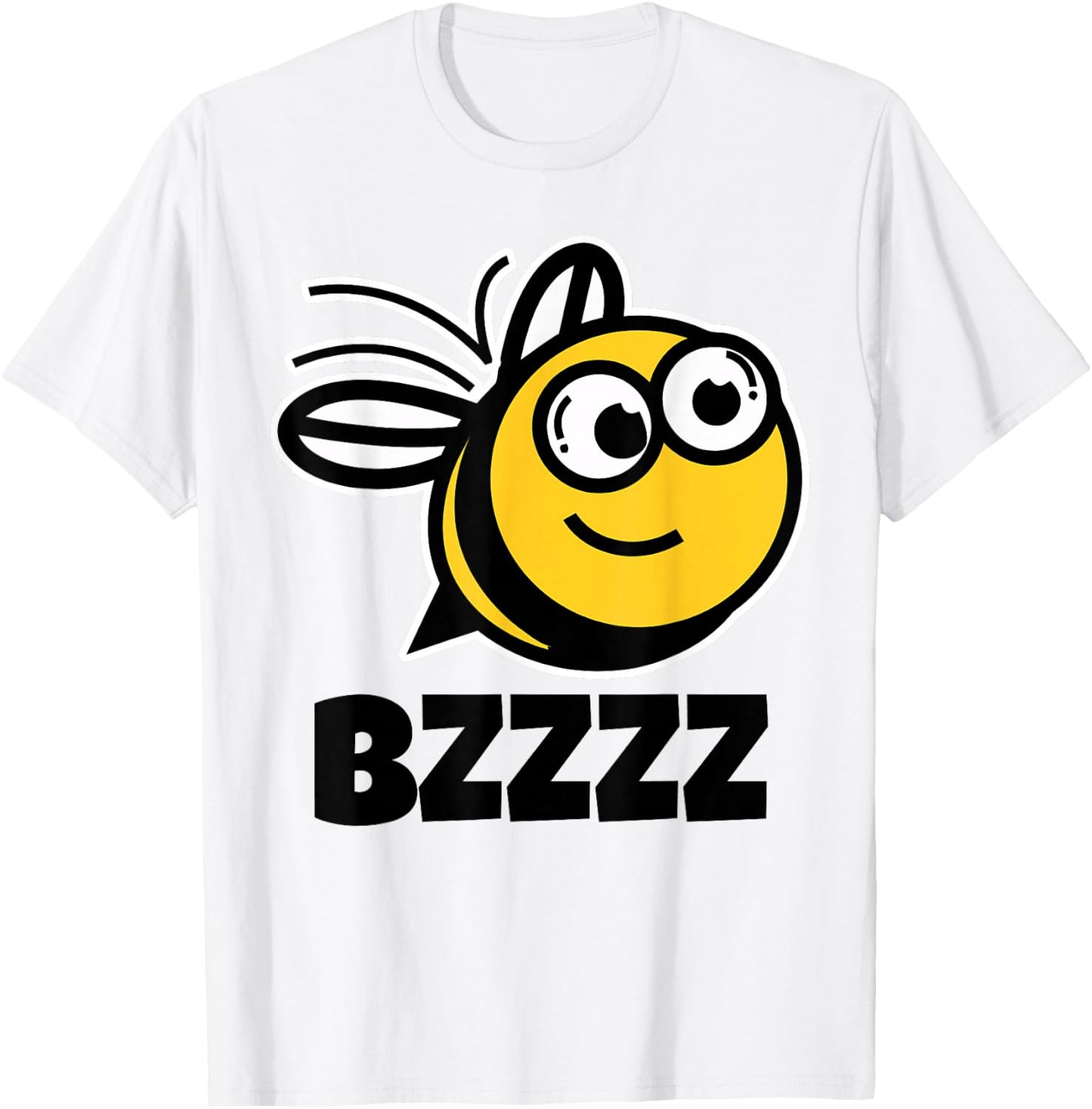 BZZZZ Cute Childrens Bees Shirts for Kids | Cartoon Bee Face T-Shirt - T-Shirt | White