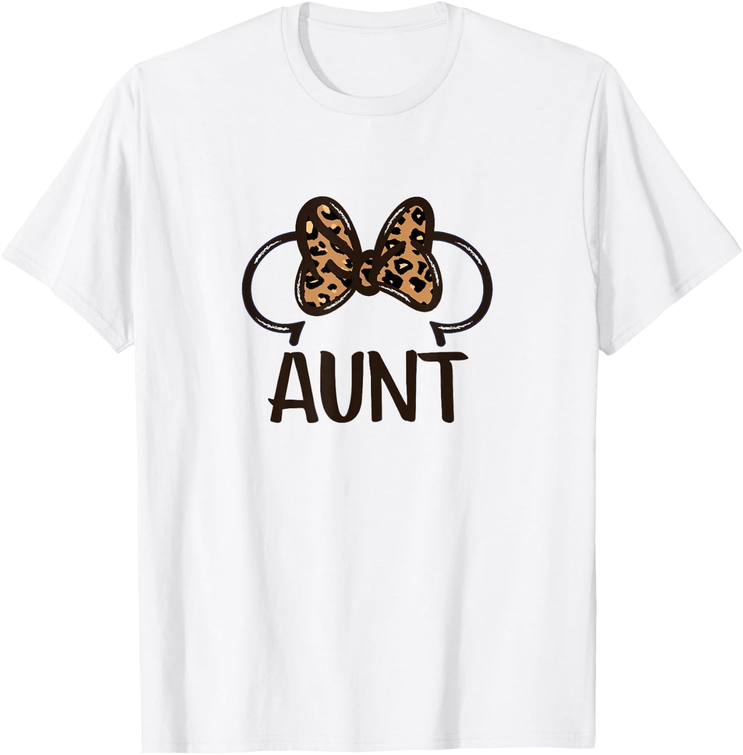Disney Mickey and Friends Minnie Mouse Aunt Leopard Bow T-Shirt - T-Shirt | White