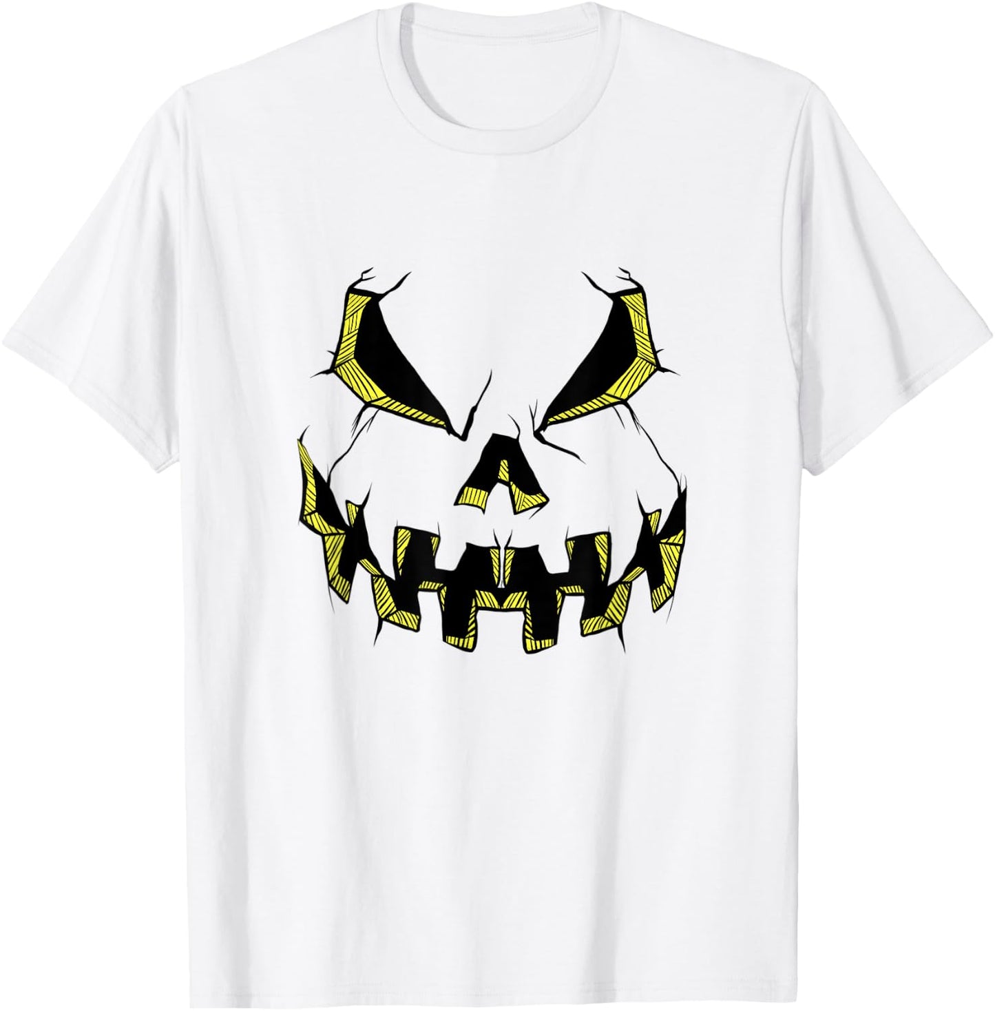 Scary Pumpkin Face Halloween Party Costume Jack O Lantern T-Shirt - T-Shirt | White