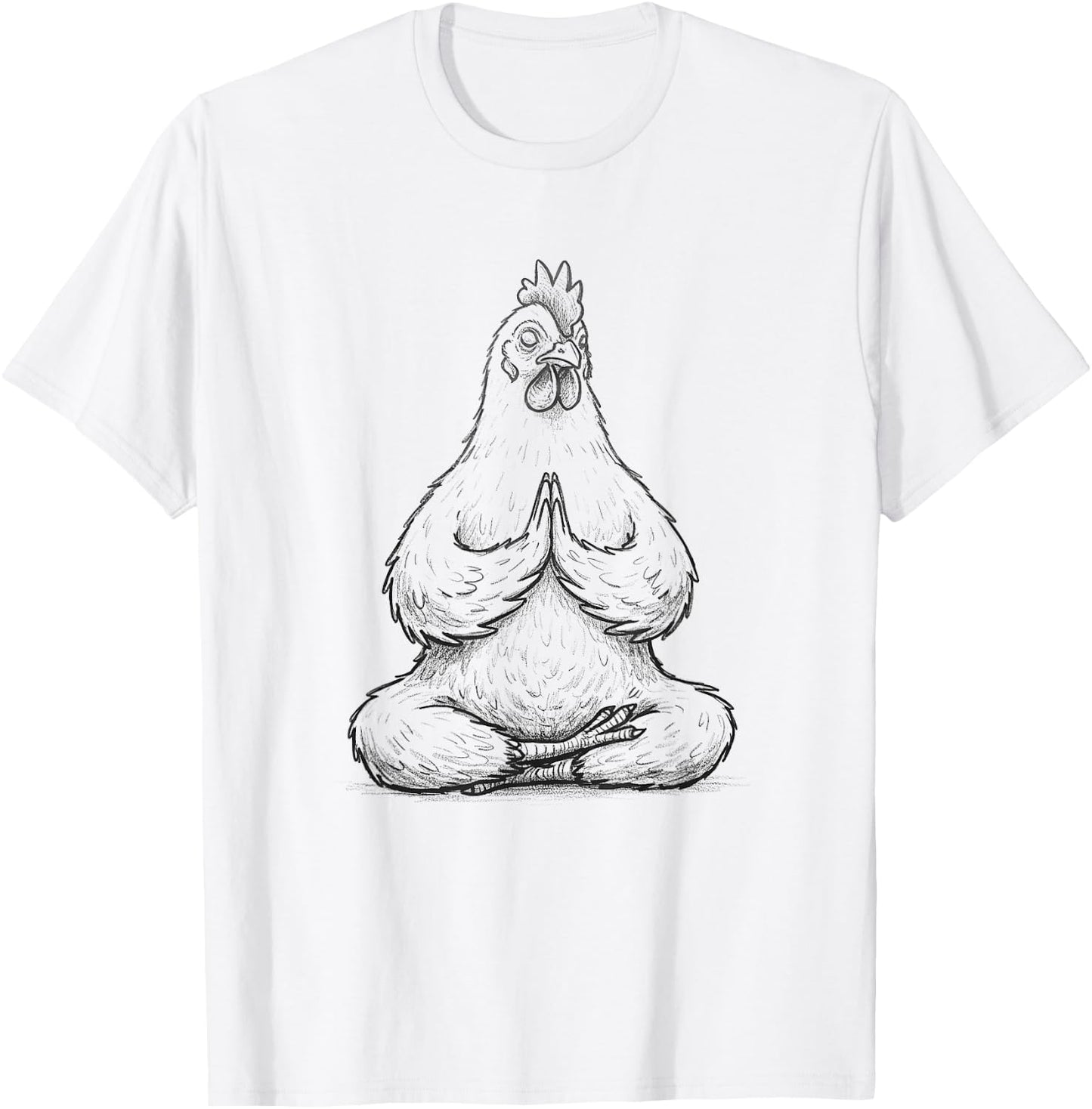 Meditation Funny Chicken Doing Yoga Buddhist Zen Design T-Shirt - T-Shirt | White