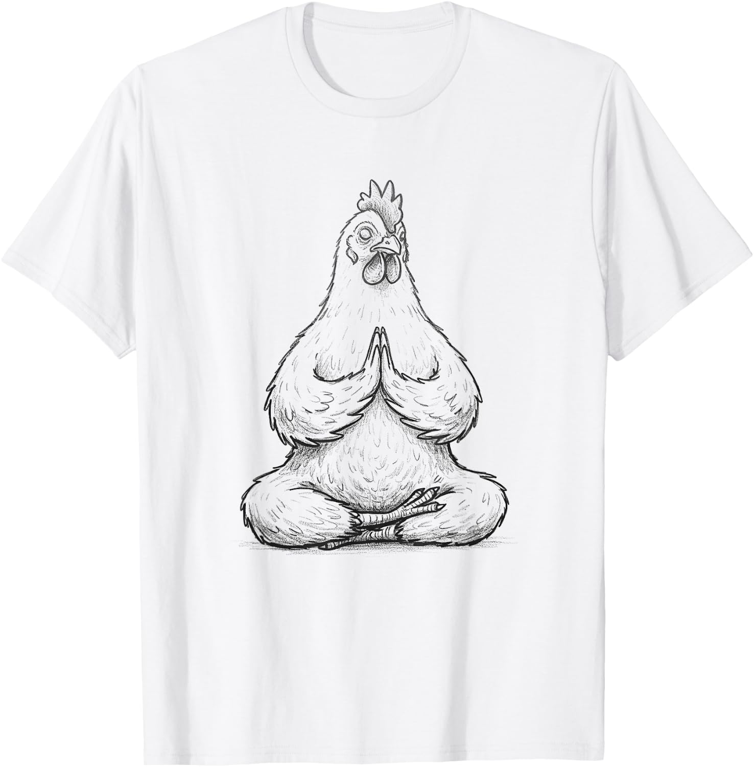 Meditation Funny Chicken Doing Yoga Buddhist Zen Design T-Shirt - T-Shirt | White