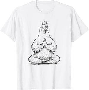 Meditation Funny Chicken Doing Yoga Buddhist Zen Design T-Shirt - T-Shirt | White