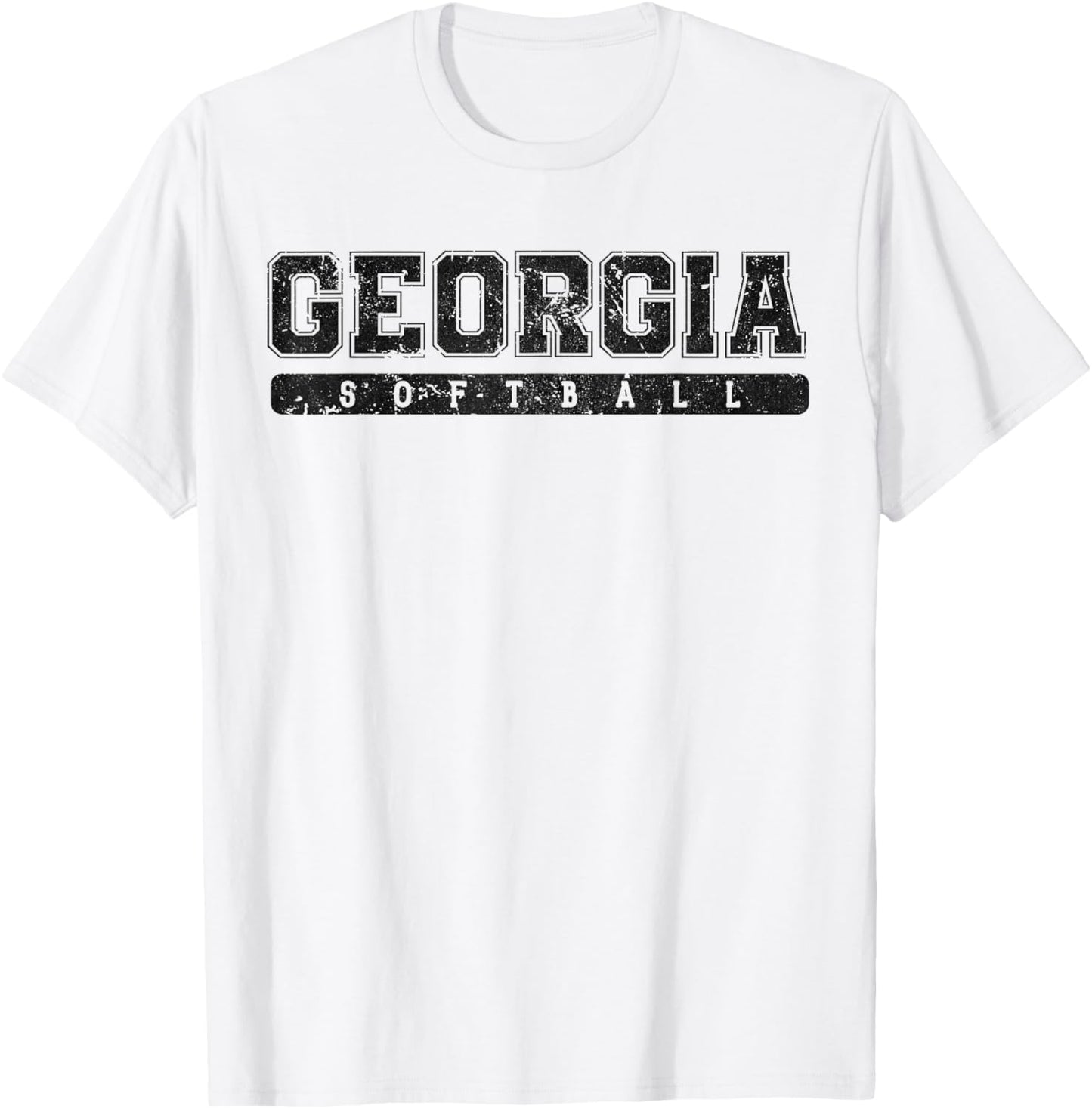 Georgia Softball Black Vintage Text T-Shirt - T-Shirt | White