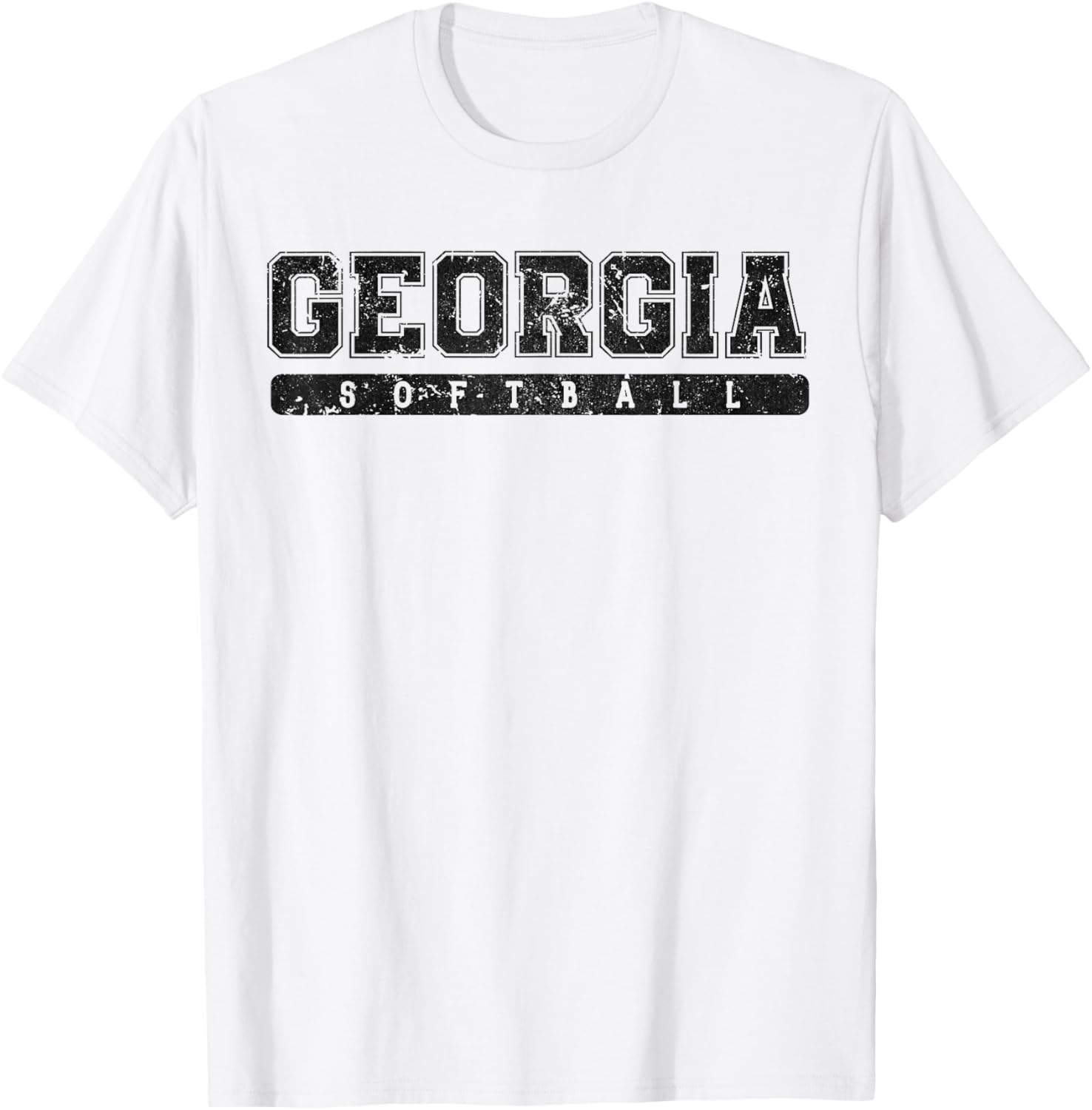 Georgia Softball Black Vintage Text T-Shirt - T-Shirt | White