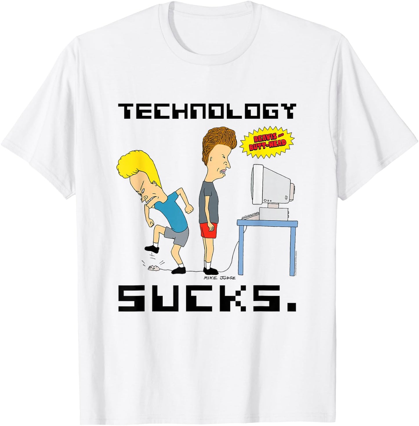 Beavis and Butt-Head Technology is Scheiße , gray, s T-Shirt - T-Shirt | White