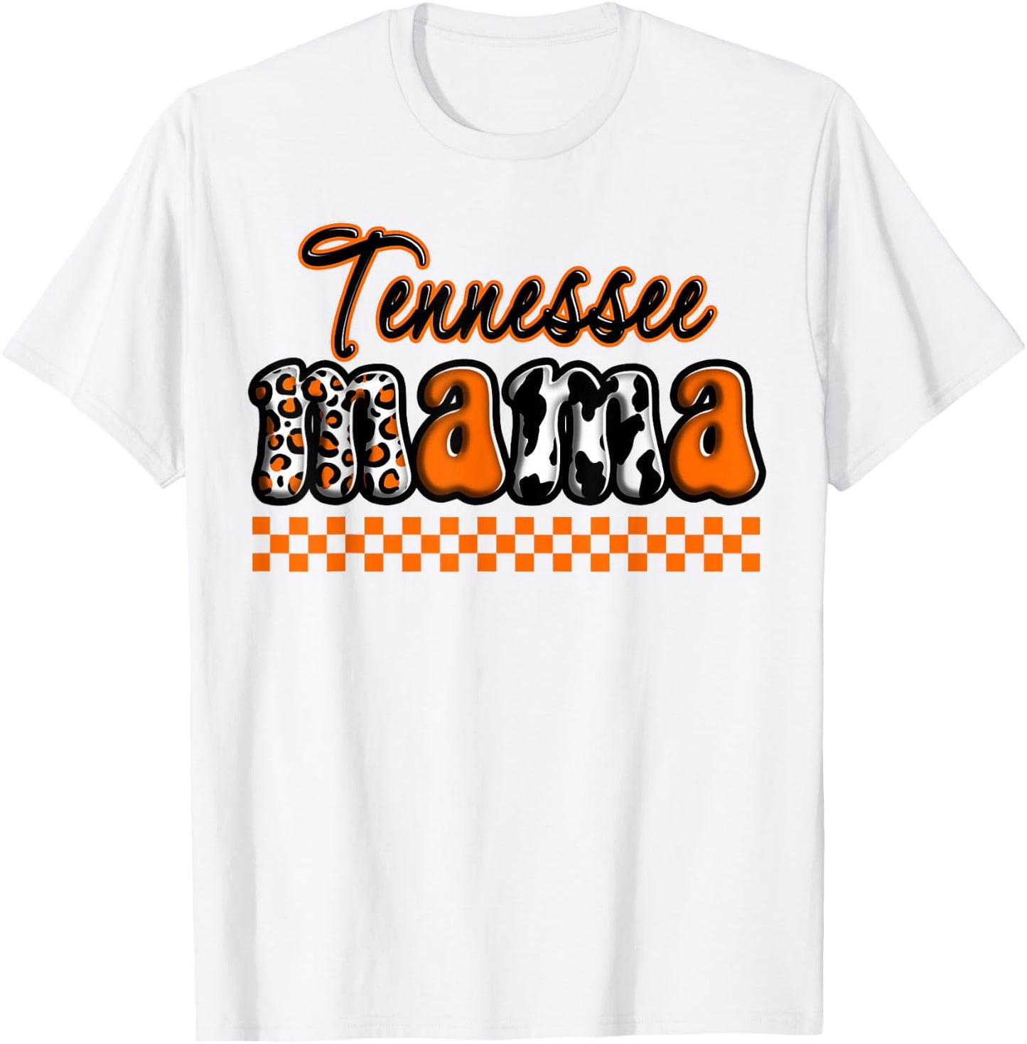 Tennessee Mama Mom Mommy Retro Checker Cheetah Country T-Shirt - T-Shirt | White