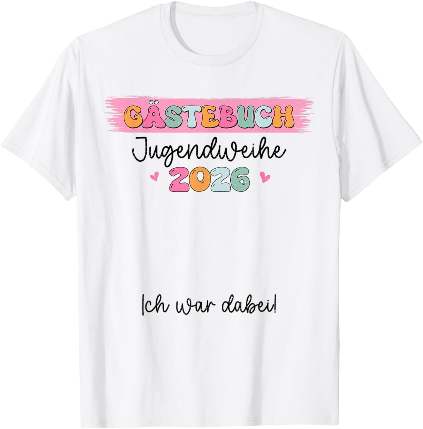 Jugendweihe 2026 Guest Book Guest List for Girls Groovy , White, S T-Shirt - T-Shirt | White