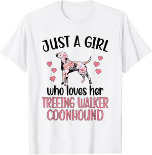 Girl Who Loves Her Treeing Walker Coonhound Mom T-Shirt - T-Shirt | White