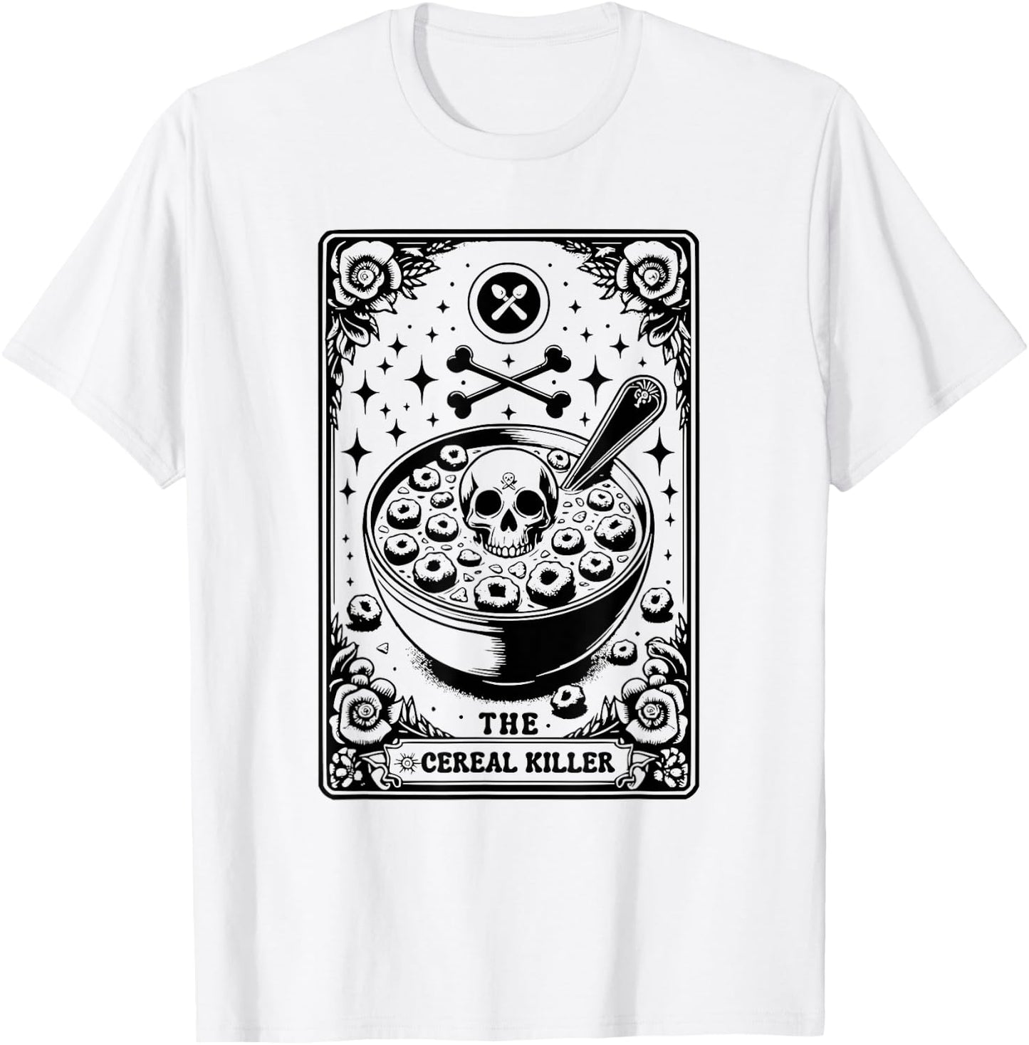 Cereal Killer Breakfast Cereal Bowl Cereals Skull Tarot Card T-Shirt - T-Shirt | White
